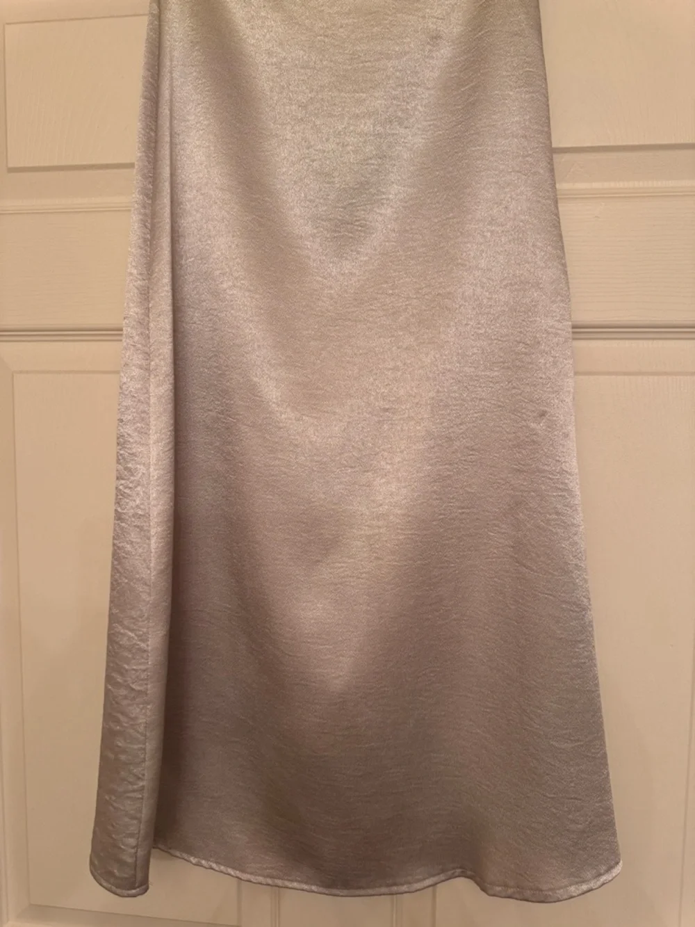 Zara Silver Satin A-Line Midi Skirt - Picture 2 of 11
